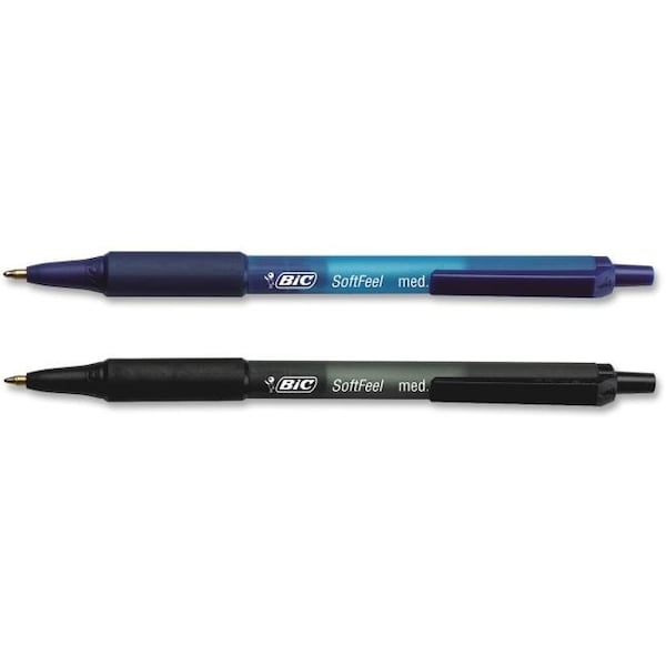 BIC BICSCSM361AST Medium Soft Feel Retractable Ballpoint Pen 36 Count - Black & Blue